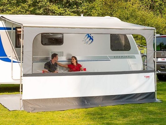 Perete frontal impotriva vantului si ploii, Fiamma Blocker Pro 280, culoare gri cu alb