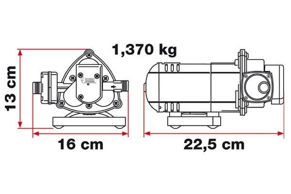 dimensiuni pompa apa Fiamma desen tehnic