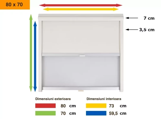 Schema dimensiuni rulou combinat Remis Remiflair I 800 x 700 mm