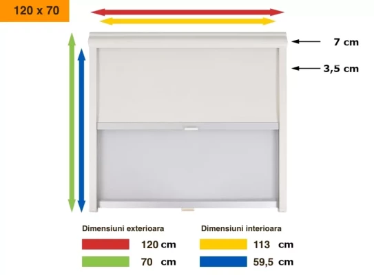Schema dimensiuni rulou combinat Remis Remiflair I 120 x 70 cm