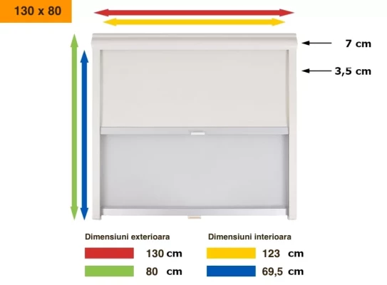 Schema dimensiuni rulou combinat Remis Remiflair I 130 x 80 cm