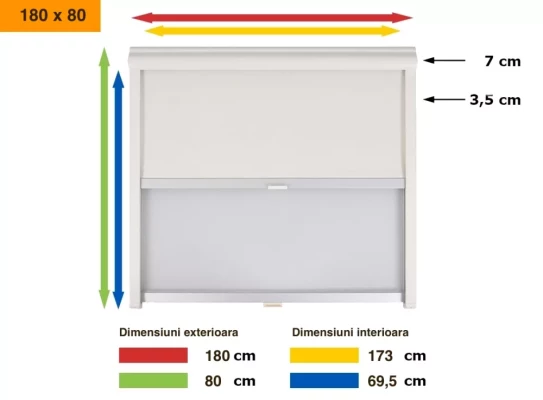 Schema dimensiuni rulou combinat Remis Remiflair I 180 x 80 cm