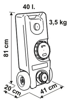 Rezervor cu roti, apa murdara, 40 l