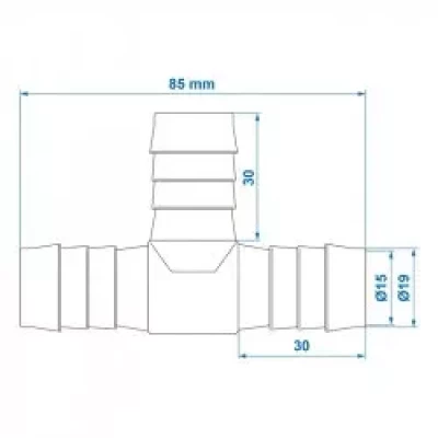desen tehnic conector stut 20 mm in T