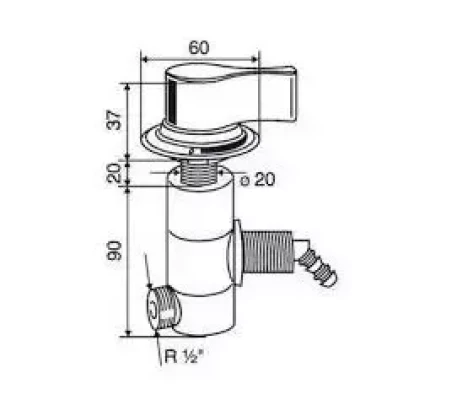 Desen tehnic baterie dus Reich Style 2000 dimensiuni