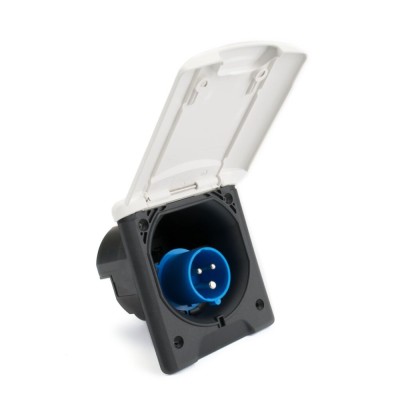 Priza 230V de intrare cu capac magnetic pentru rulota, alb