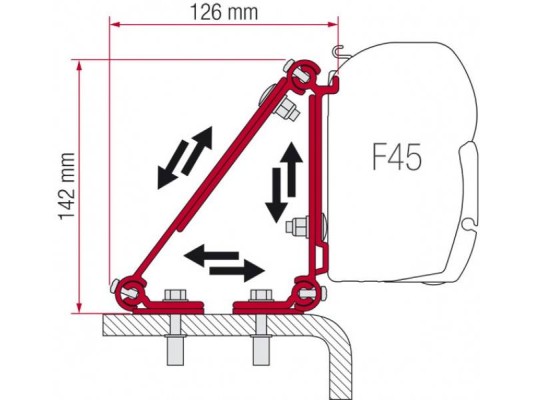 Adaptor reglabil pentru Fiamma F45 pe acoperis neuniform