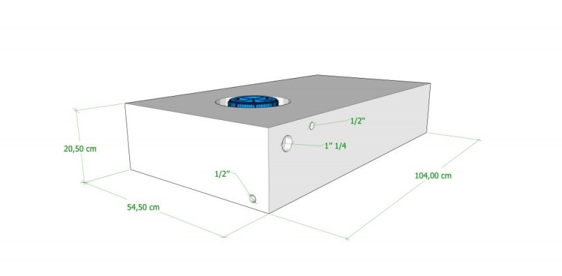 Rezervor apa, 120 l l:55xL:104xh:21cm