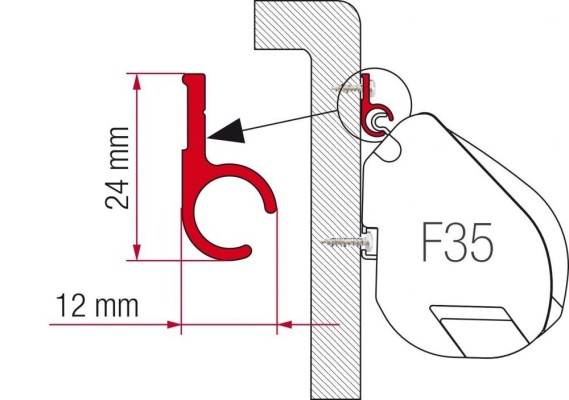 desen cu dimensiuni pentru sina Fiamma 390 cm