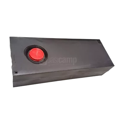 Rezervor apa 80 litri din polietilena alimentara, vedere oblica de sus care arata forma dreptunghiulara si suprafata neteda