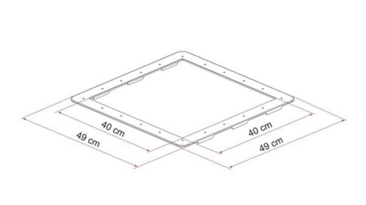 adaptor montaj Fiamma 40x40 cm cu dimensiuni pentru acoperis nervurat