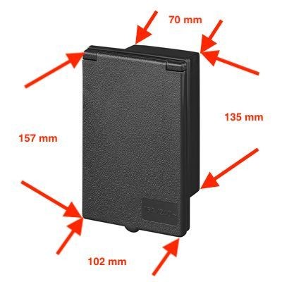 Priza 230V de intrare pentru rulota, dreptunghiulara, negru