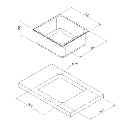 Chiuveta din inox 32 x 35 x15cm