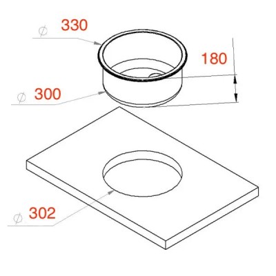 schita cu dimensiuni de montaj pentru chiuveta rotunda Can