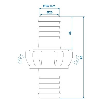 Conector pentru furtunul de evacuare a apei 25mm