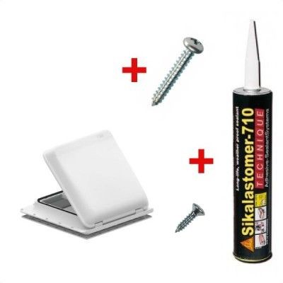 Trapa Fiamma Vent 40x40 alba cu kit complet de montaj.