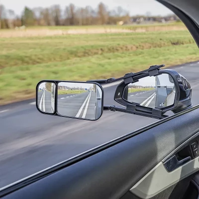 Oglinda retrovizoare pentru rulota, cu spot dublu.