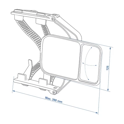 Oglinda retrovizoare pentru rulota, cu spot dublu.