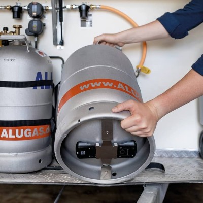 Clema speciala pentru montaj Truma LevelControl pe butelie de aluminiu – fixare sigura a senzorului nivel gaz