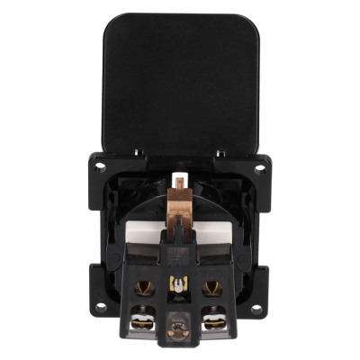 Priza C-Line de perete 230V cu capac rabatabil, neagra