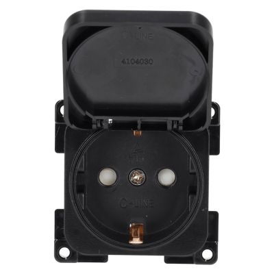 Priza C-Line de perete 230V cu capac rabatabil, neagra
