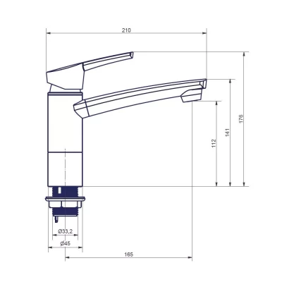 Desen cu dimensiunile bateriei Comet Como