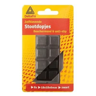 Tamponi autoadezivi mobilier, 8 buc, negri, 18x18x6 mm.