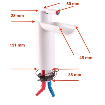 Baterie chiuveta Reich Cascade alb – dimensiuni complete