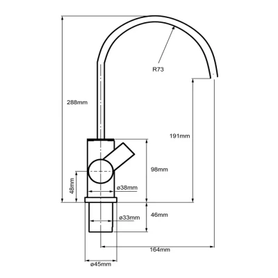 Reich Contur S – baterie apa calda/rece crom pentru rulota si autorulota, orificiu montare 33 mm