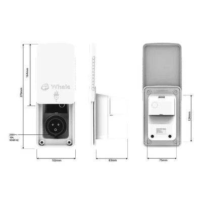 Desen tehnic priza intrare 230V Whale – dimensiuni si specificatii