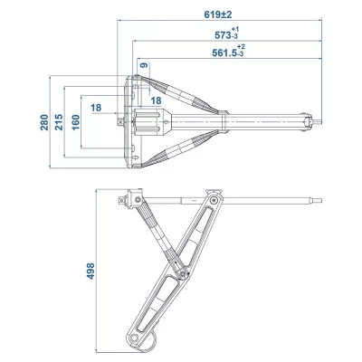 Picior calare rulota 1500 kg – desen tehnic cu dimensiuni, piese rulota Exis.ro