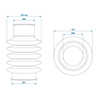 desen tehnic burduf Peitz PAV/SR X/MX 5x60/70 cu dimensiuni 60 70 mm si compatibilitate pentru sasiu Peitz