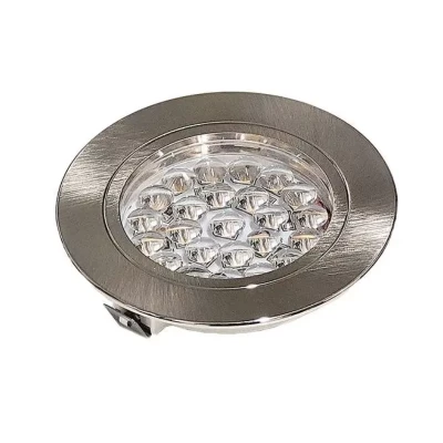 spot led rulota corvus 12v 2w lumina calda 3000k vedere laterala corp nikkel incastrabil