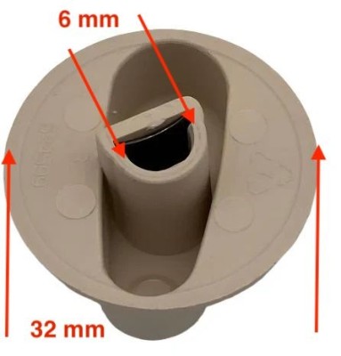 Buton Thetford 62568230 cu dimensiuni tehnice afisate.