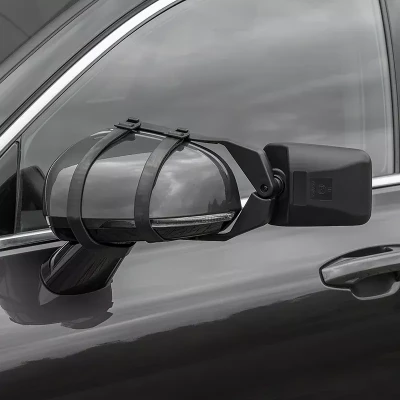 oglinda rulota ProPlus montata pe oglinda auto – vedere din spate cu curele cauciuc