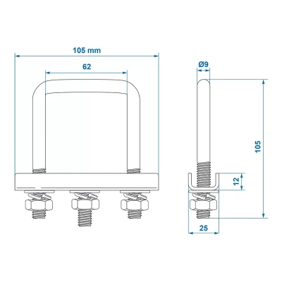 dimensiuni brida U M10 60 mm latime interioara